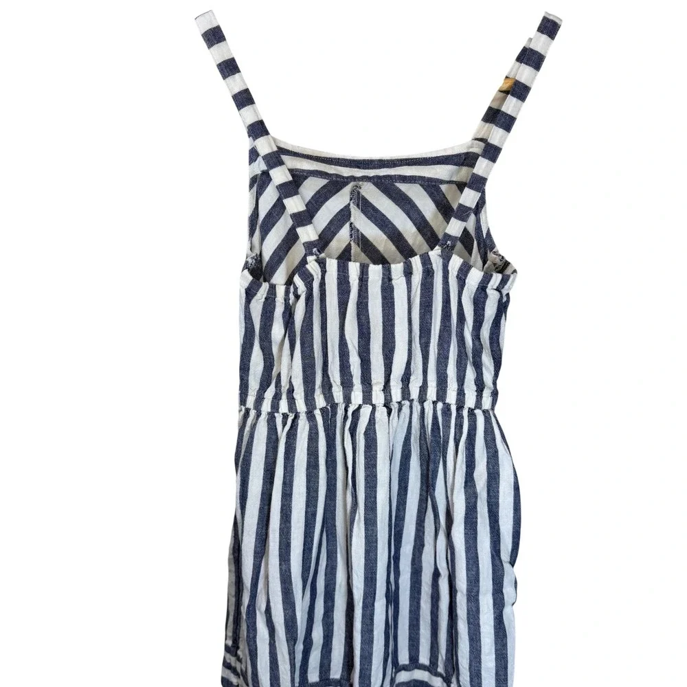 Carters Girls Blue White Striped Linen Blend Sundress Size 10 Nautical Summer
